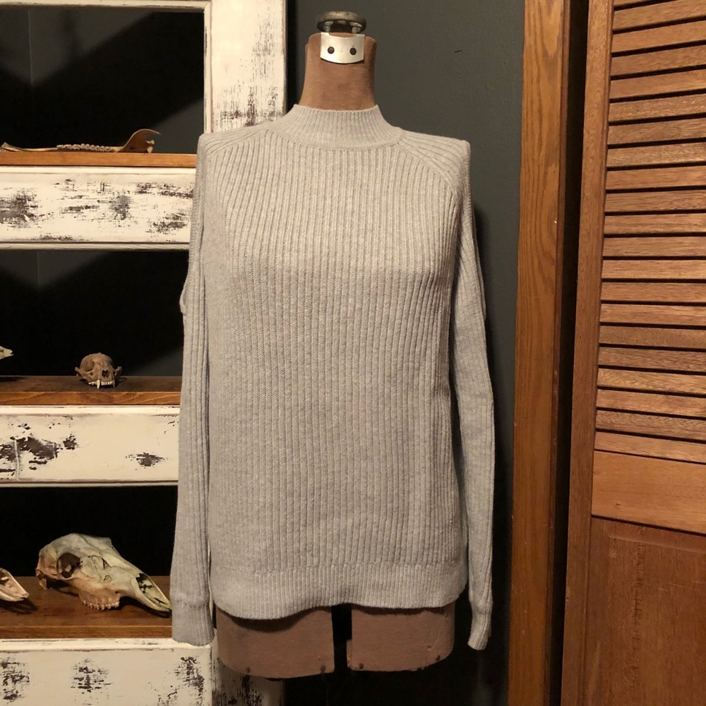 H&M Grey Cold Shoulder Sweater